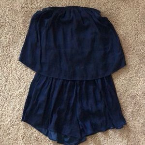 Navy silk romper